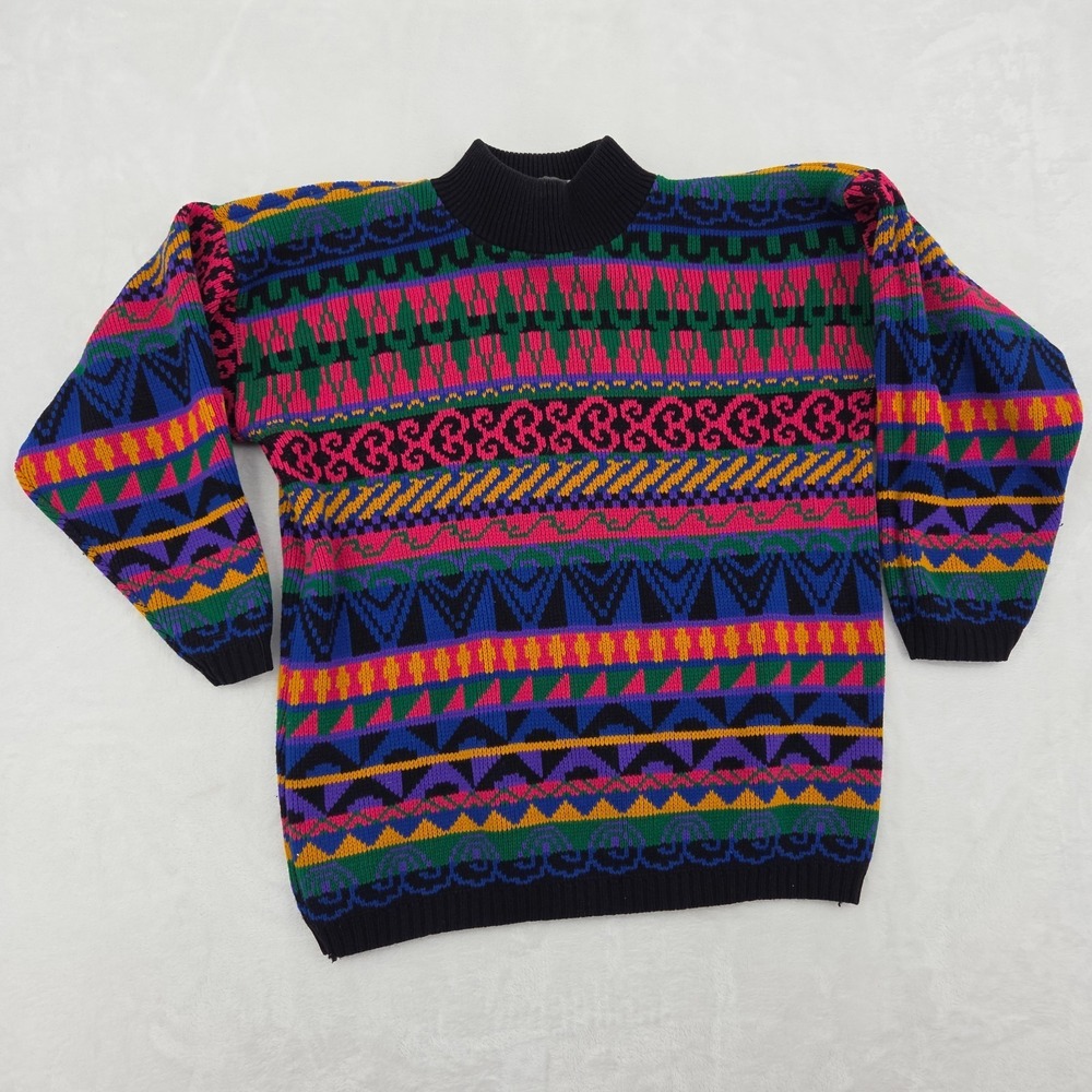 VTG 90s‎ Jessica Roberts Women's Acrylic Aztec Patterned Sweater Sz Sm USA Made